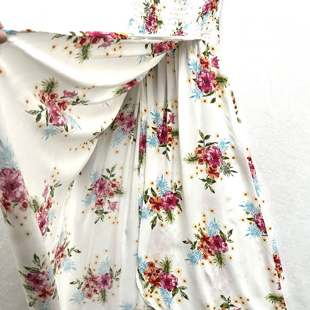 Lucy Love S Small Off the Shoulder Maxi Hi-low Athena‎ Dress Smocked Slit Floral - Picture 4 of 10